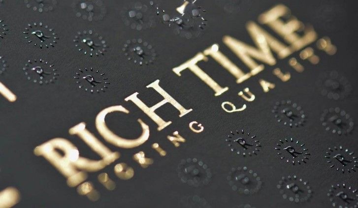 Off-set printing, embossed and foil printed business cards.